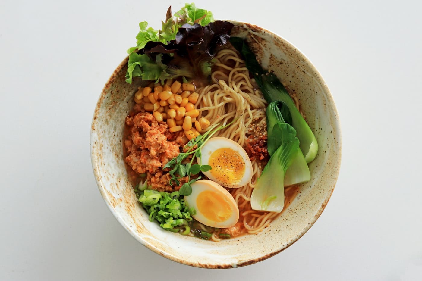 Miso Broth Bowl with Noodles and a Soft-Boiled Egg